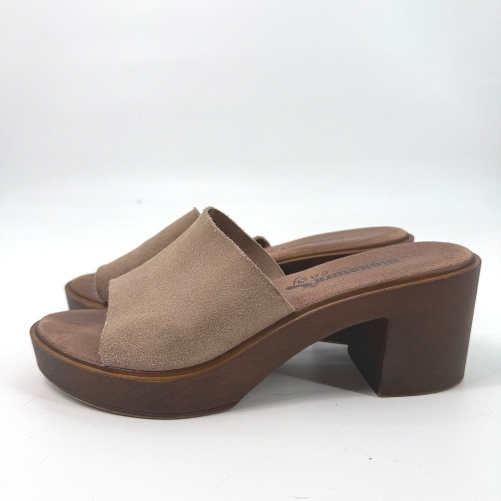 BioNatura Easy Platform Sandals Women‎ 8 Tan Suede Festival Italian Boho Earthy